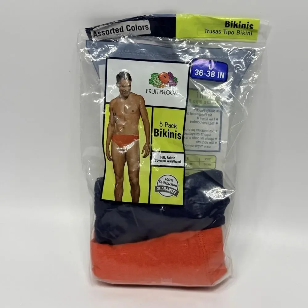 New Fruit Of The Loom BIKINI MEN’S BRIEFS Size Large 36-38 NEW 2014
